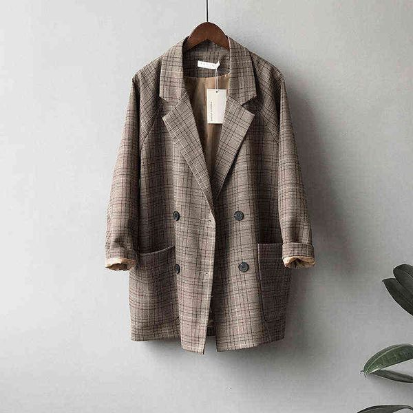women's jackets ~2022 autumn style leisure loose plaid double breasted straight tube suit coat women, Black;brown
women's jackets ~2022 autumn style leisure loose plaid double breasted straight tube suit coat women, Black;brown
