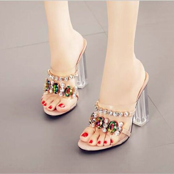 new style european and american style large size foreign trade ladies sandals rhinestone transparent slippers 35-42, Black
new style european and american style large size foreign trade ladies sandals rhinestone transparent slippers 35-42, Black