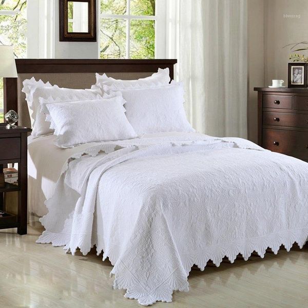 quality pure white embroidery quilted bedspread 3pcs cotton quilts coverlet set bed cover flower pattern king size1
quality pure white embroidery quilted bedspread 3pcs cotton quilts coverlet set bed cover flower pattern king size1