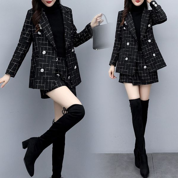 new two piece suit in autumn and shorts perfume perfume winter 2020 korean style plaid blazer shorts fashion small fragrance suit for women, Gray
new two piece suit in autumn and shorts perfume perfume winter 2020 korean style plaid blazer shorts fashion small fragrance suit for women, Gray