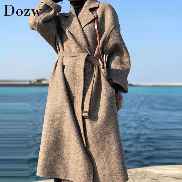 striped fashion wool coat jacket women lace up long blend elegant ladies coats plus size turn down collar outwear abrigo mujer, Black
striped fashion wool coat jacket women lace up long blend elegant ladies coats plus size turn down collar outwear abrigo mujer, Black