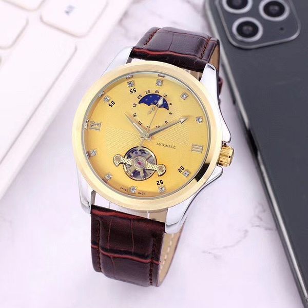 mens watches brand leather strap wristwatches mechanical automatic movement moon phase flywheel watch for man christmas gift orologio di lus, Slivery;brown
mens watches brand leather strap wristwatches mechanical automatic movement moon phase flywheel watch for man christmas gift orologio di lus, Slivery;brown