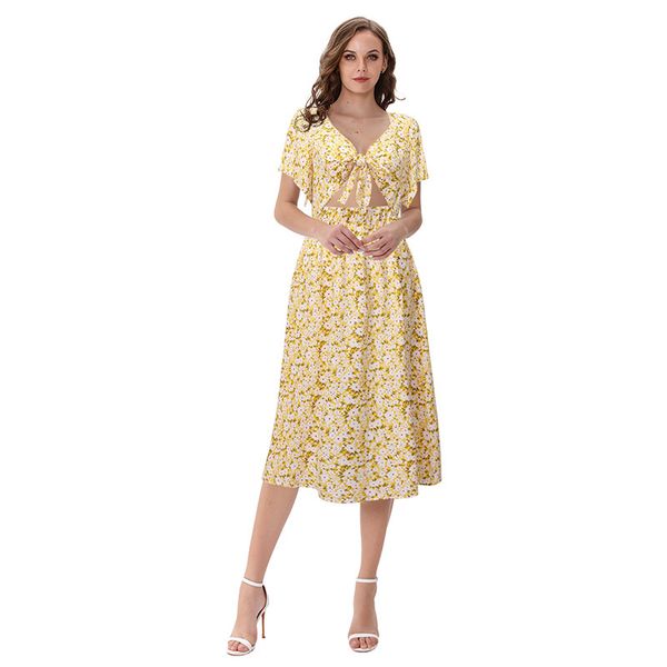 new summer floral women dress tie bow hole elastic short sleeve long midi beach dress vestidos m30559, Black;white
new summer floral women dress tie bow hole elastic short sleeve long midi beach dress vestidos m30559, Black;white