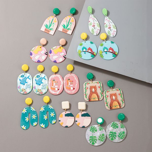 cute animal & geometric print resin earrings: stylish women's dangles for fashionable occasions, Silver
cute animal & geometric print resin earrings: stylish women's dangles for fashionable occasions, Silver