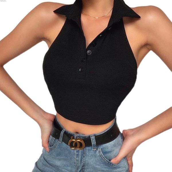 women's tanks & camis solid color lapel hanging neck v-neck vest fashion slim exposed navel and back pure cotton jacket, White
women's tanks & camis solid color lapel hanging neck v-neck vest fashion slim exposed navel and back pure cotton jacket, White