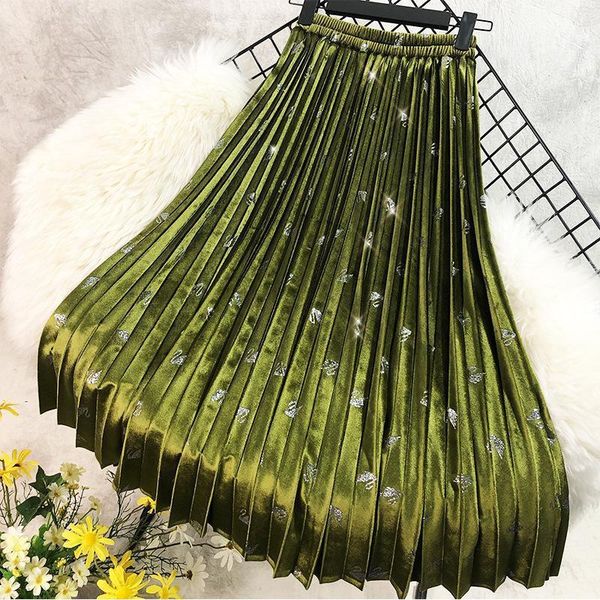swan gold velvet pleated skirt a-line elastic waist skirt mid-length autumn and winter new 2020 10131, Black
swan gold velvet pleated skirt a-line elastic waist skirt mid-length autumn and winter new 2020 10131, Black