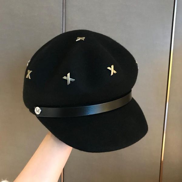 berets beret winter women navy hat lamb wool octagonal fashion leather stitching male men, Blue;gray
berets beret winter women navy hat lamb wool octagonal fashion leather stitching male men, Blue;gray