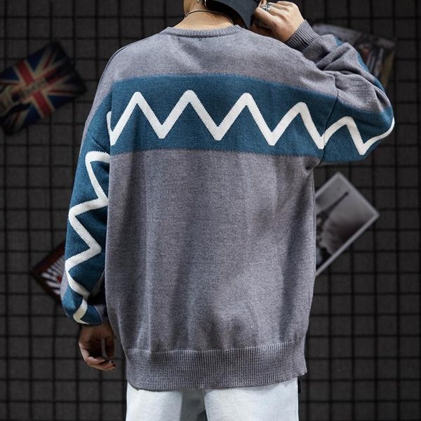2020 male high street punk style autumn and winter port style loose sweater knit sweater hip hop oversize pullover, White;black
2020 male high street punk style autumn and winter port style loose sweater knit sweater hip hop oversize pullover, White;black