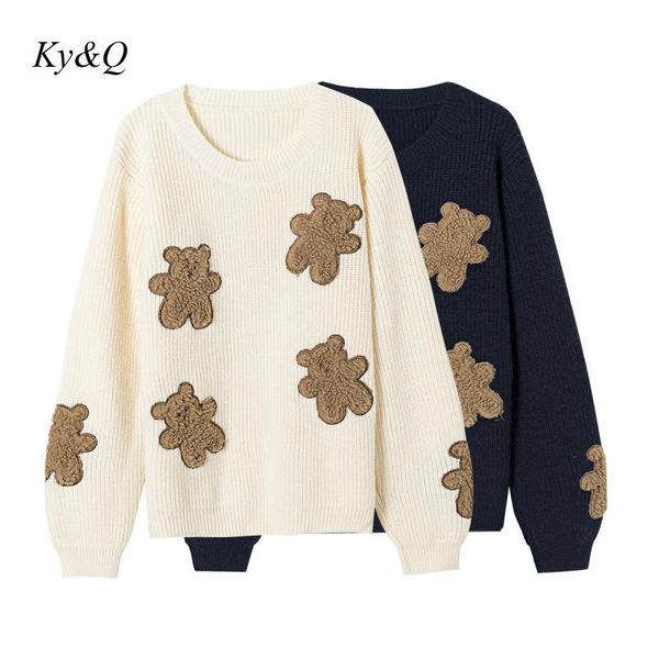 2020 winter european fashion designer sweet cute women's new bear embroidery pullover sweater pullover casual loose clothes, White;black
2020 winter european fashion designer sweet cute women's new bear embroidery pullover sweater pullover casual loose clothes, White;black