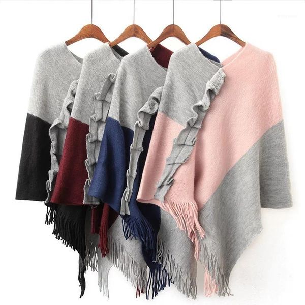 autumn winter knitted sweater women oversize wooden ear pullover bat cape sweaters warm irregular v neck tassel cloak shawl wrap1, Black
autumn winter knitted sweater women oversize wooden ear pullover bat cape sweaters warm irregular v neck tassel cloak shawl wrap1, Black