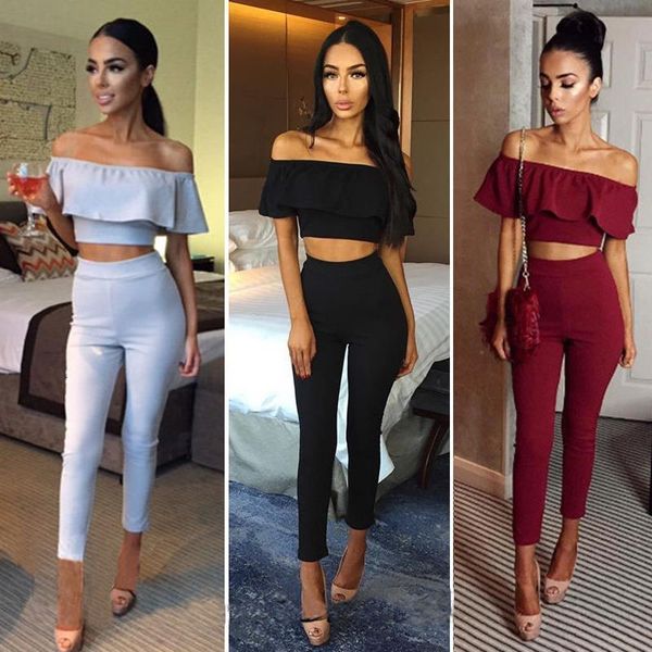 new style off shoulder 2 piece set long jumpsuit slim ruffles bodycon femme overalls playsuit romper women jumpsuit, Black;white
new style off shoulder 2 piece set long jumpsuit slim ruffles bodycon femme overalls playsuit romper women jumpsuit, Black;white