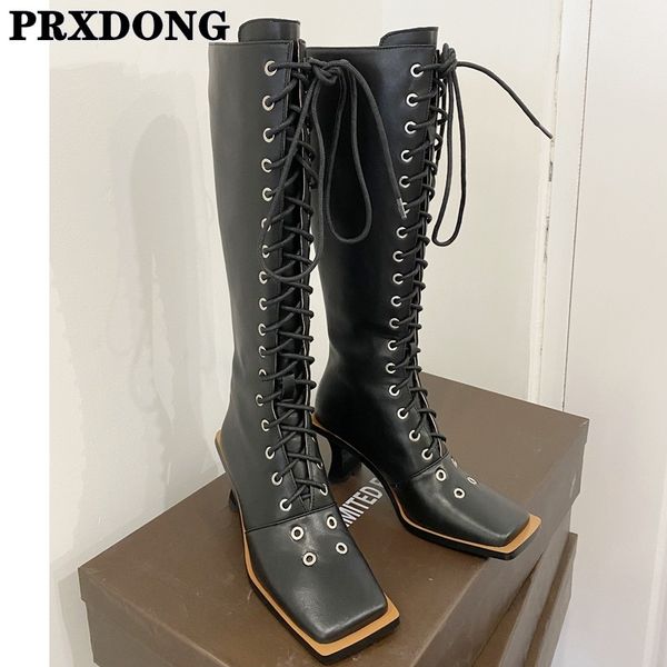 2021 female knee elegant genuine hide microfibre woman cross-tied shoes thick high heels boots 650v, Black
2021 female knee elegant genuine hide microfibre woman cross-tied shoes thick high heels boots 650v, Black