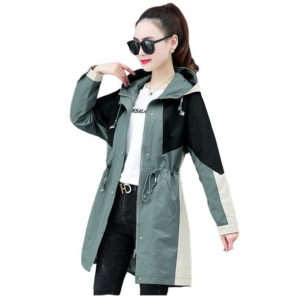 plus size windbreaker female medium long spring autumn coat woman outerwear fashion hooded trench coat adjustable waist coats, Tan;black
plus size windbreaker female medium long spring autumn coat woman outerwear fashion hooded trench coat adjustable waist coats, Tan;black