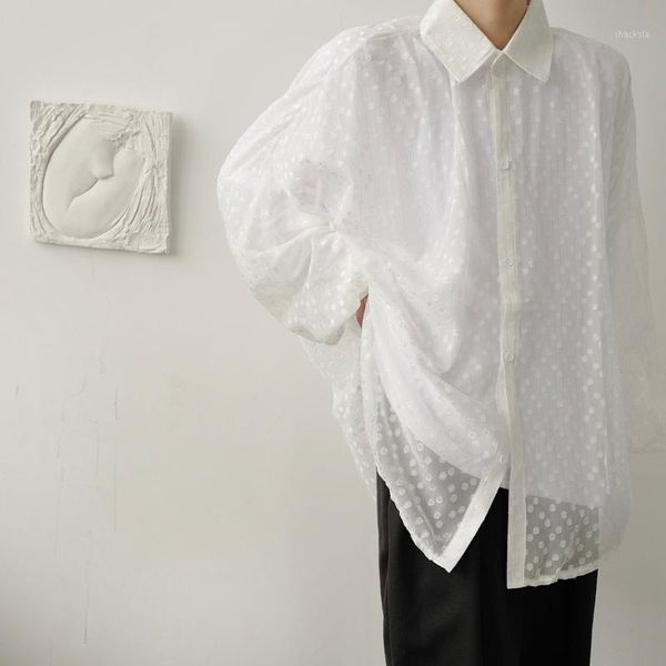 men women translucent dots loose casual shirt male streetwear fashion loose black white couple shirt stage clothing1, White;black
men women translucent dots loose casual shirt male streetwear fashion loose black white couple shirt stage clothing1, White;black