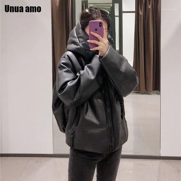 unua amo 2020 winter jacket woman fashion loose warm pu leather cotton-padded coat black hooded women's parkas1
unua amo 2020 winter jacket woman fashion loose warm pu leather cotton-padded coat black hooded women's parkas1