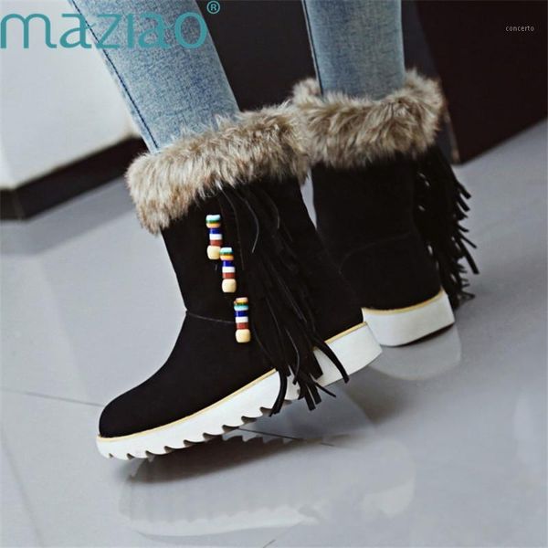 women boots short plush tassels decorate national style flat heel casual winter boots women warm snow shoes maziao1, Black
women boots short plush tassels decorate national style flat heel casual winter boots women warm snow shoes maziao1, Black