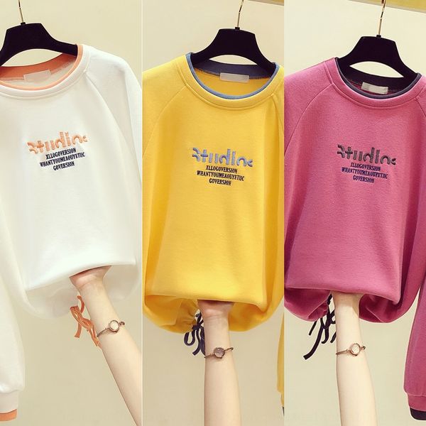 early autumn new style women's embroidered sweater short ins fashion bottoming shirt 2020 korean version loose with embroidered letter, Black
early autumn new style women's embroidered sweater short ins fashion bottoming shirt 2020 korean version loose with embroidered letter, Black