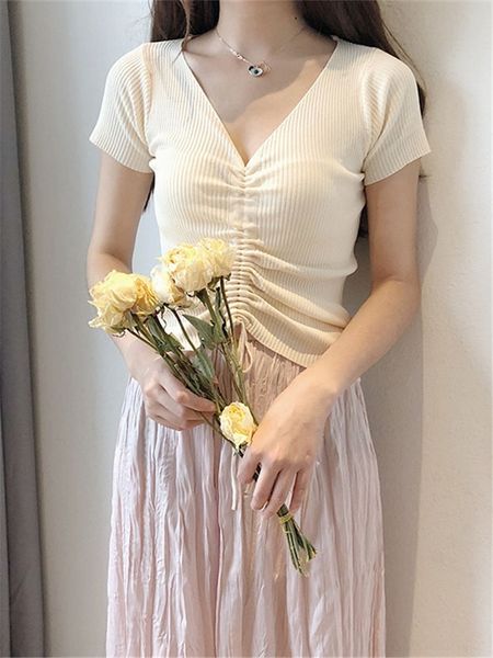 nywq7 2020 coat v-neck new ice silk half short sleeve summer t-shirt short slim fitting women's sleeve drawstring t-shirt fashion kqj, White
nywq7 2020 coat v-neck new ice silk half short sleeve summer t-shirt short slim fitting women's sleeve drawstring t-shirt fashion kqj, White