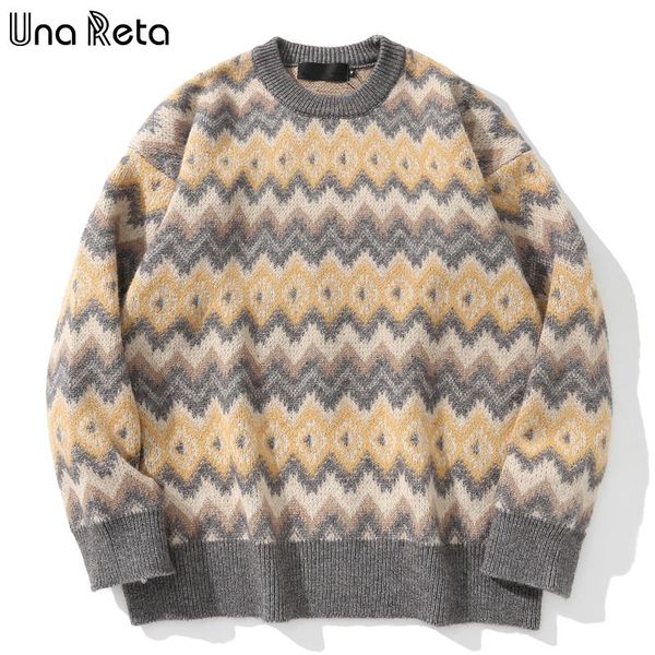 una reta vintage sweater men new harajuku winter men's clothing knitted sweater pullover geometry oversized, White;black
una reta vintage sweater men new harajuku winter men's clothing knitted sweater pullover geometry oversized, White;black
