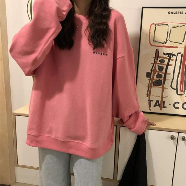 cotton hoodies women spring new casual loose letter embroidery solid sweatshirt women o-neck long regular sleeve pullovers, Black
cotton hoodies women spring new casual loose letter embroidery solid sweatshirt women o-neck long regular sleeve pullovers, Black