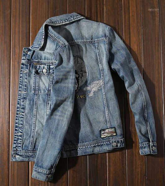 men's fashion light blue embroidered denim jacket men's spring and autumn trend casual versatile jacket1, Black;brown
men's fashion light blue embroidered denim jacket men's spring and autumn trend casual versatile jacket1, Black;brown