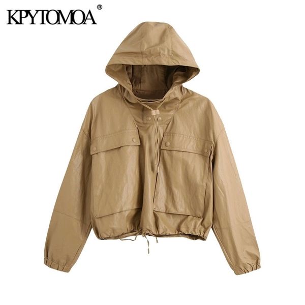 kpytomoa women fashion faux leather hooded cropped jacket coat vintage long sleeve drawstrings female outerwear chic 201223, Black
kpytomoa women fashion faux leather hooded cropped jacket coat vintage long sleeve drawstrings female outerwear chic 201223, Black