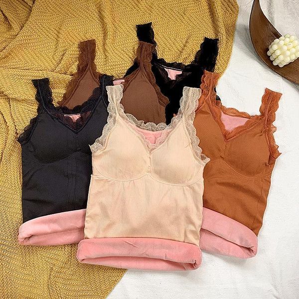 autumn winter 2021 fairy with chest pad warm vest plus velvet thick lace camisole thread slim fashion base underwear1, Black;white
autumn winter 2021 fairy with chest pad warm vest plus velvet thick lace camisole thread slim fashion base underwear1, Black;white