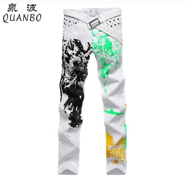 big size 46 2020 new arrivals spring autumn pattern print white slim jeans fashion stretch jeans designer trousers causal pants, Blue
big size 46 2020 new arrivals spring autumn pattern print white slim jeans fashion stretch jeans designer trousers causal pants, Blue