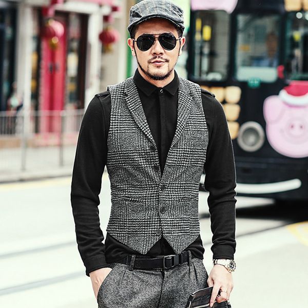 new winter retro plaid lapel woolen slim men england style vintage suit vest fashion brand design waistcoat m126-2, Black;white
new winter retro plaid lapel woolen slim men england style vintage suit vest fashion brand design waistcoat m126-2, Black;white