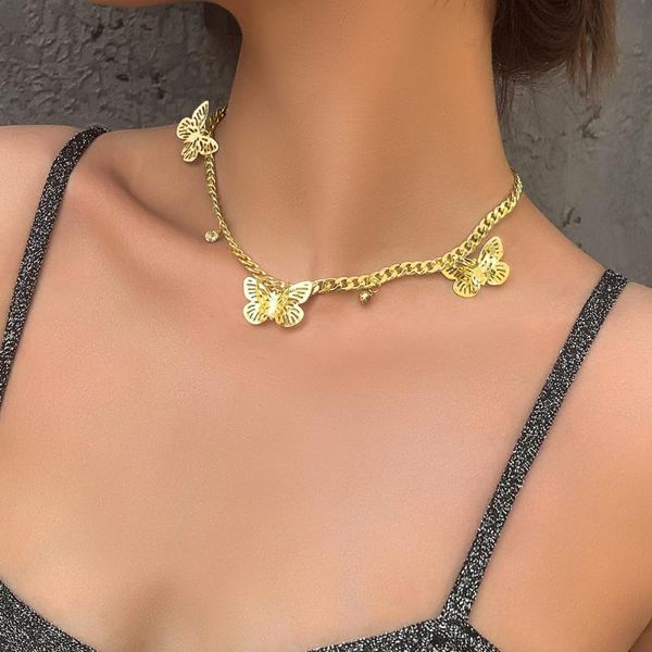 chokers 2021 side chain gold silver color butterfly charm choker necklaces bling hip hop women jewelry cuban link, Golden;silver
chokers 2021 side chain gold silver color butterfly charm choker necklaces bling hip hop women jewelry cuban link, Golden;silver