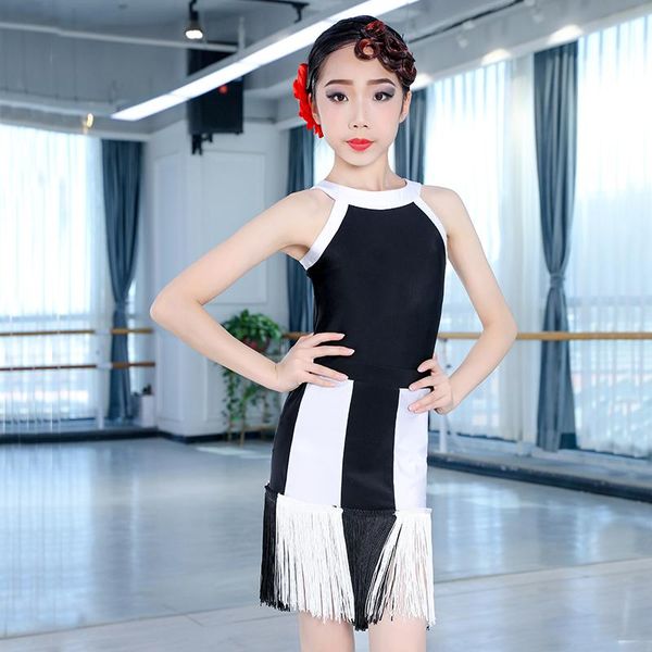 stage wear summer latin dance dress kids dresses for girls stripe fringe skirt competition suit practice clothes rumba costume bl3445, Black;red
stage wear summer latin dance dress kids dresses for girls stripe fringe skirt competition suit practice clothes rumba costume bl3445, Black;red