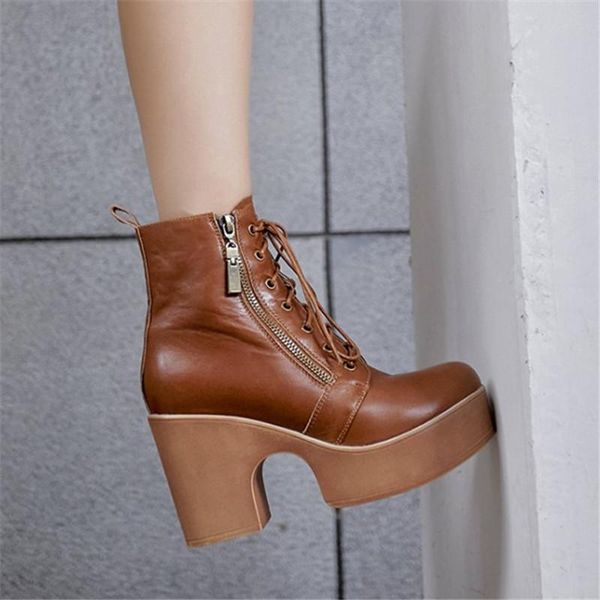 boots pxelena vintage chunky block high heels platform ankle lace up zipper cow leather punk gothic motorcycle combat 2021, Black 
boots pxelena vintage chunky block high heels platform ankle lace up zipper cow leather punk gothic motorcycle combat 2021, Black