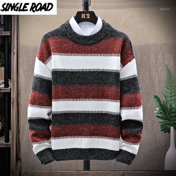 singleroad mens knitted sweater men 2020 winter striped sweaters pullover jumper harajuku korean oversized black sweater men1, White;black
singleroad mens knitted sweater men 2020 winter striped sweaters pullover jumper harajuku korean oversized black sweater men1, White;black
