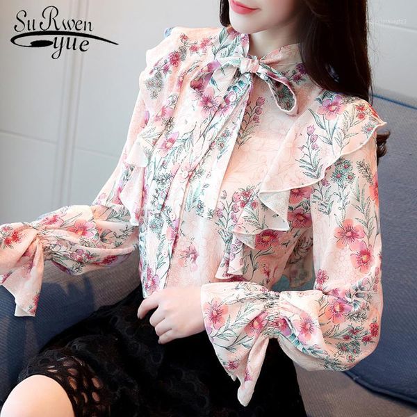 women's blouses & shirts sweet bow stand collar print chiffon blouse shirt fashion woman 2021 long sleeve blusa feminina 0966 401, White
women's blouses & shirts sweet bow stand collar print chiffon blouse shirt fashion woman 2021 long sleeve blusa feminina 0966 401, White
