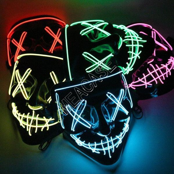 designers luminous halloween for led glowing horror mask purge face cover costume dj party light up masks glow in dark dhl d81805
designers luminous halloween for led glowing horror mask purge face cover costume dj party light up masks glow in dark dhl d81805