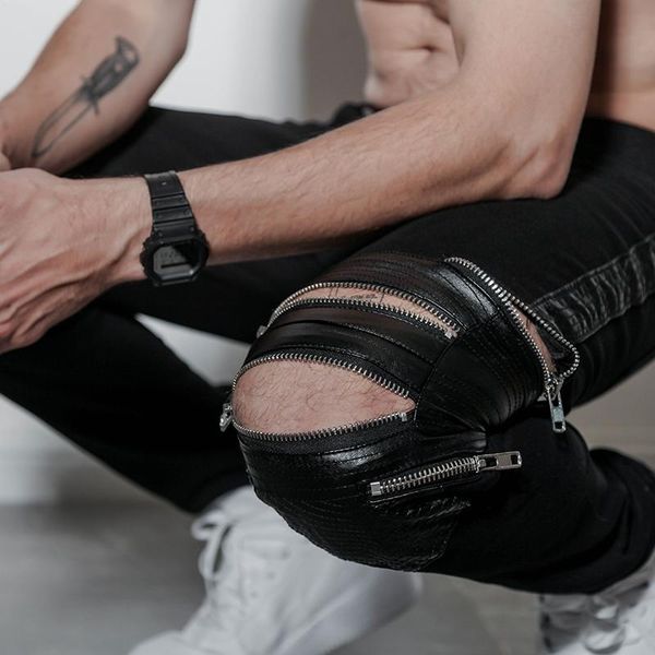 men's jeans skinny hip hop cool streetwear biker patch pu leather holes ripped zipper jeans slim mens clothes pencil homme, Blue
men's jeans skinny hip hop cool streetwear biker patch pu leather holes ripped zipper jeans slim mens clothes pencil homme, Blue
