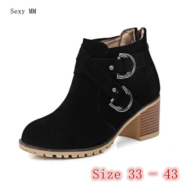 boots spring autumn winter women square heel ankle shoes woman high short botas small plus size 33 - 40 41 42 43, Black
boots spring autumn winter women square heel ankle shoes woman high short botas small plus size 33 - 40 41 42 43, Black