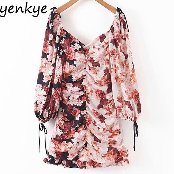 women vintage floral print draped bodycon mini dress elegant lady long sleeve v neck chiffon party summer dress y200418, Black;pink
women vintage floral print draped bodycon mini dress elegant lady long sleeve v neck chiffon party summer dress y200418, Black;pink