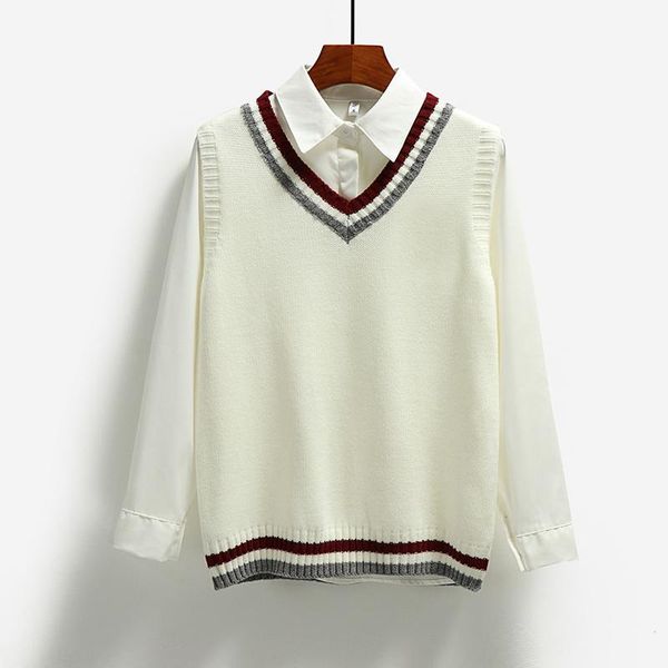 women's vests 2021 autumn and winter korean style preppy knitted solid sleeveless vest sweaters womens pullovers pull sans manches femm, Black;white
women's vests 2021 autumn and winter korean style preppy knitted solid sleeveless vest sweaters womens pullovers pull sans manches femm, Black;white
