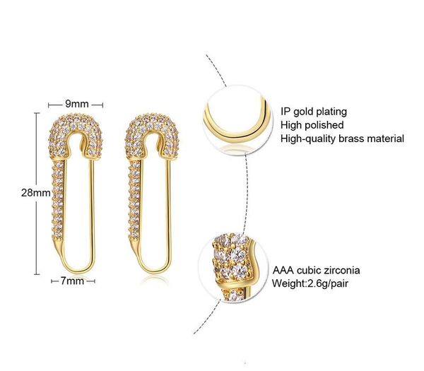 gold safety 925silver color pin earring black cz stone zircon stud earring for women charm11, Golden;silver
gold safety 925silver color pin earring black cz stone zircon stud earring for women charm11, Golden;silver