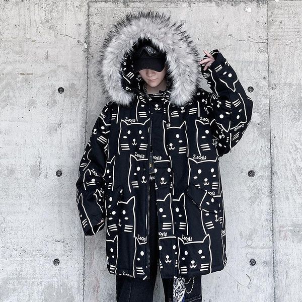 men's down & parkas hybskr 2021 winter men casual parka warm hooded graphic printed coat thicken zipper korean streetwear mens jackets, Black
men's down & parkas hybskr 2021 winter men casual parka warm hooded graphic printed coat thicken zipper korean streetwear mens jackets, Black