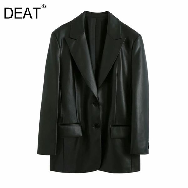 deat new autumn and winter notched full sleeves pu leather pocket wide big size female loose blazer fashion wn91201l 201201, White;black
deat new autumn and winter notched full sleeves pu leather pocket wide big size female loose blazer fashion wn91201l 201201, White;black