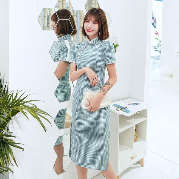 women chinese cheongsam short dress cotton slim vintage qipao checkered dress party dresses women's oriental style dresses1, Red
women chinese cheongsam short dress cotton slim vintage qipao checkered dress party dresses women's oriental style dresses1, Red