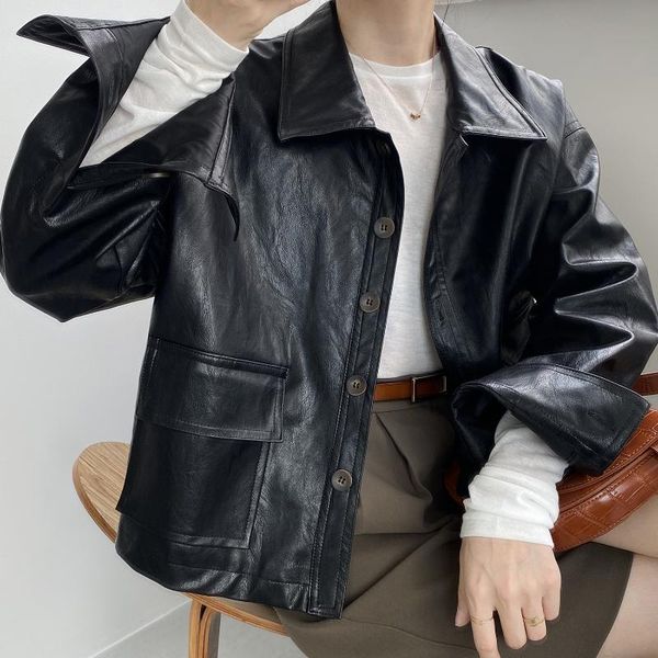 hxjjp leather jacket women's washed pu 2020 autumn new korean-style retro black faux leather jacket short
hxjjp leather jacket women's washed pu 2020 autumn new korean-style retro black faux leather jacket short