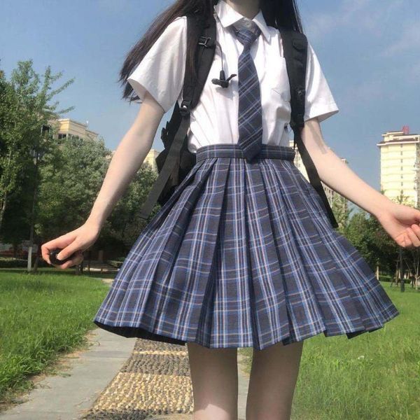 skirts plaid women mini skirt female summer high waist japanese style harajuku pleated cute sweet girls jk uniform students clothe, Black