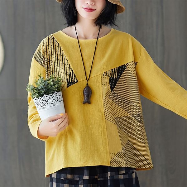 2020 осени новых пеньков печать большого размера верх и linencotton белья хлопка linensplicing длинного рукав рыхлого искусство простого отд, White
2020 осени новых пеньков печать большого размера верх и linencotton белья хлопка linensplicing длинного рукав рыхлого искусство простого отд, White