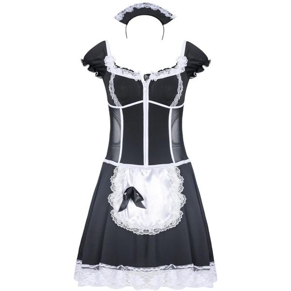 women's sleepwear -xl role play maid dress cosplay underwear servant game uniform, Black;red 
women's sleepwear -xl role play maid dress cosplay underwear servant game uniform, Black;red