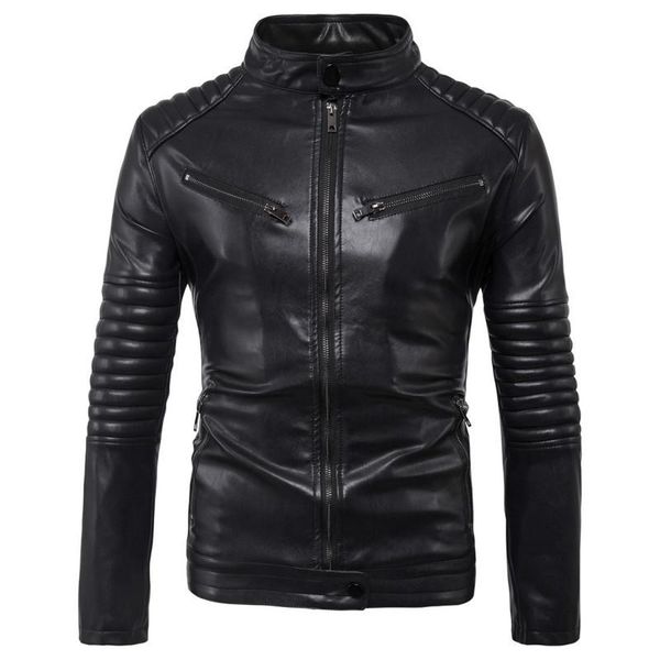 men's fur & faux men pu leather coats man jacket jackets stand collar long sleeve zipper pockets motorcycle cool punk male coat outwear, Black
men's fur & faux men pu leather coats man jacket jackets stand collar long sleeve zipper pockets motorcycle cool punk male coat outwear, Black