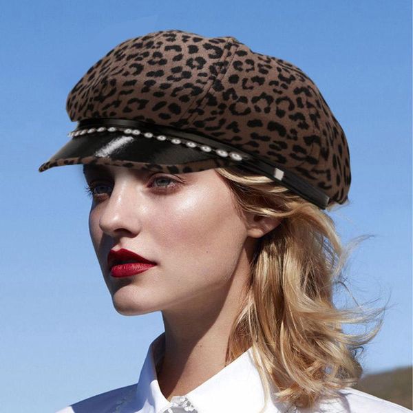 women autumn winter leopard caps female warm tweed octagonal hat for female detective hats retro flat beaded caps chapeau, Blue;gray
women autumn winter leopard caps female warm tweed octagonal hat for female detective hats retro flat beaded caps chapeau, Blue;gray