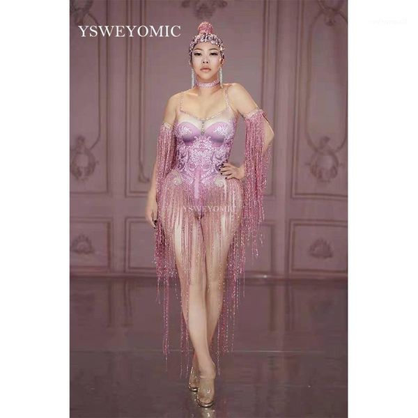 stage wear 2021 pink long tassel leotard female dj singer show dance performance fringes costume big stretch spandex bodysuit1, Black;red
stage wear 2021 pink long tassel leotard female dj singer show dance performance fringes costume big stretch spandex bodysuit1, Black;red